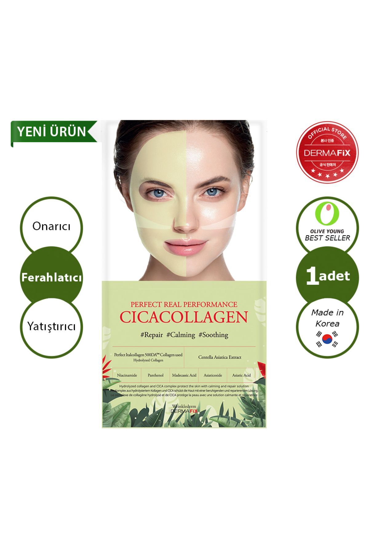 Cica Collagen Onarıcı Ferahlatıcı ve Yatıştırıcı Niacinamide Etkili Kolajen Maske