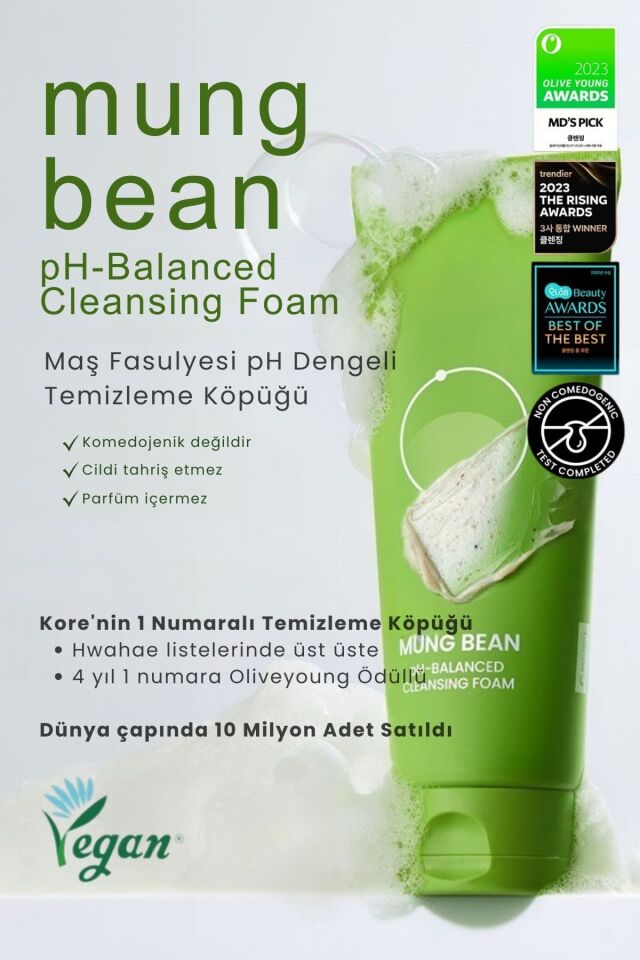 Mung Bean Maş Fasulyesi pH Dengeli Temizleme Köpüğü 160ml