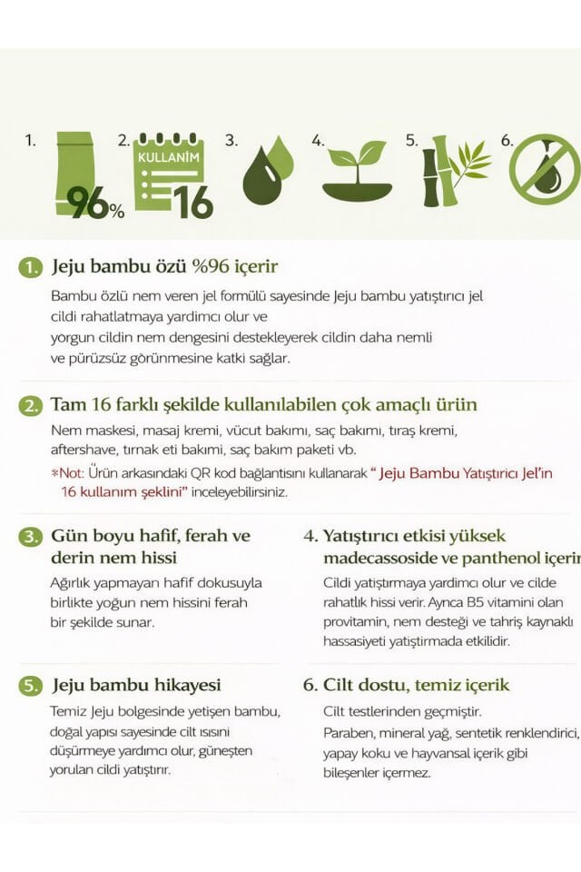 Jeju Bamboo Soothing Gel Bambu Özlü Nemlendirici Yatıştırıcı Duş Jeli 270 ml