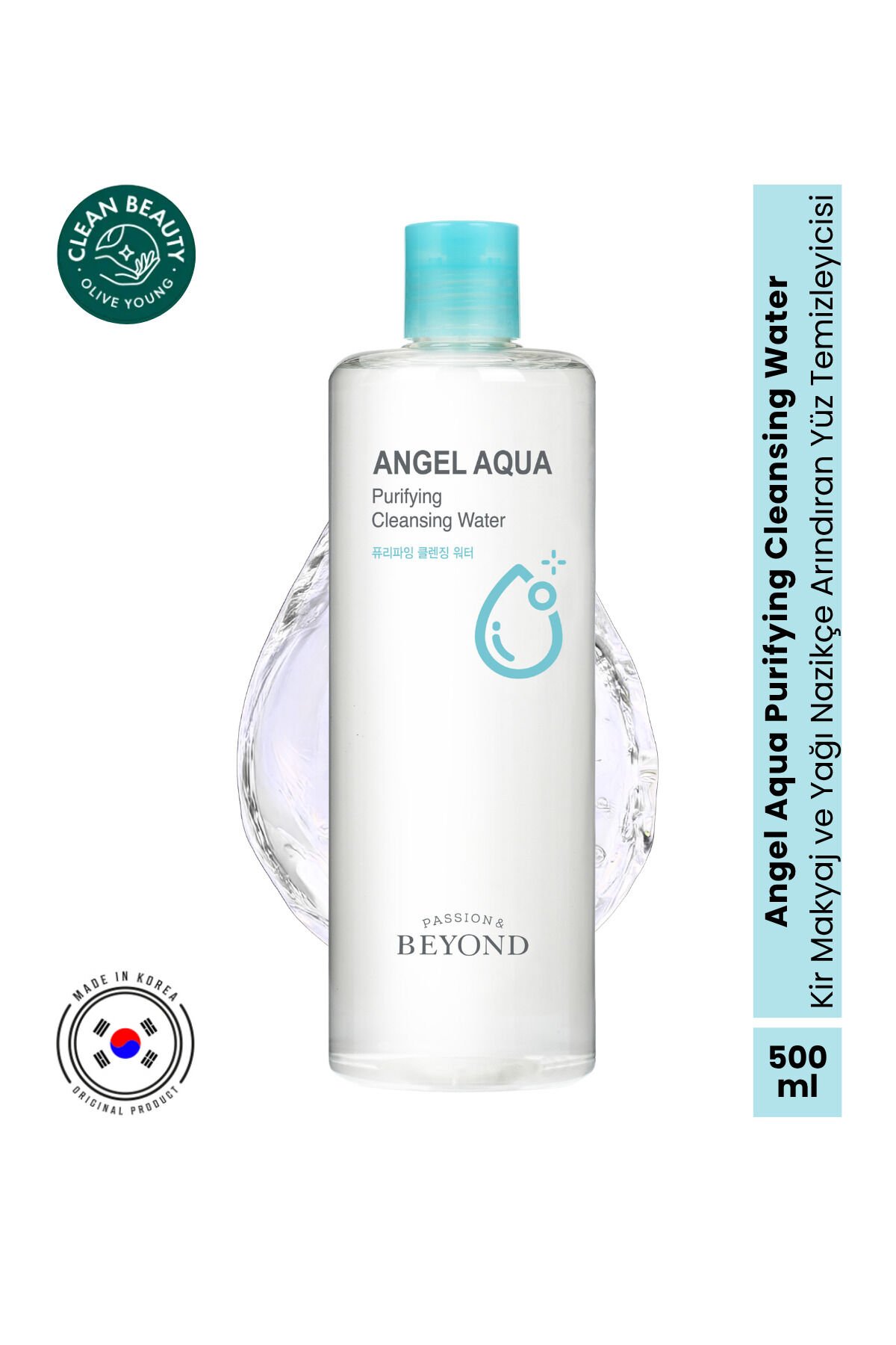 Angel Aqua Purifying Cleansing Water Arındırıcı Temizleme Suyu Hyaluronik Asit Panthenol 500 ml