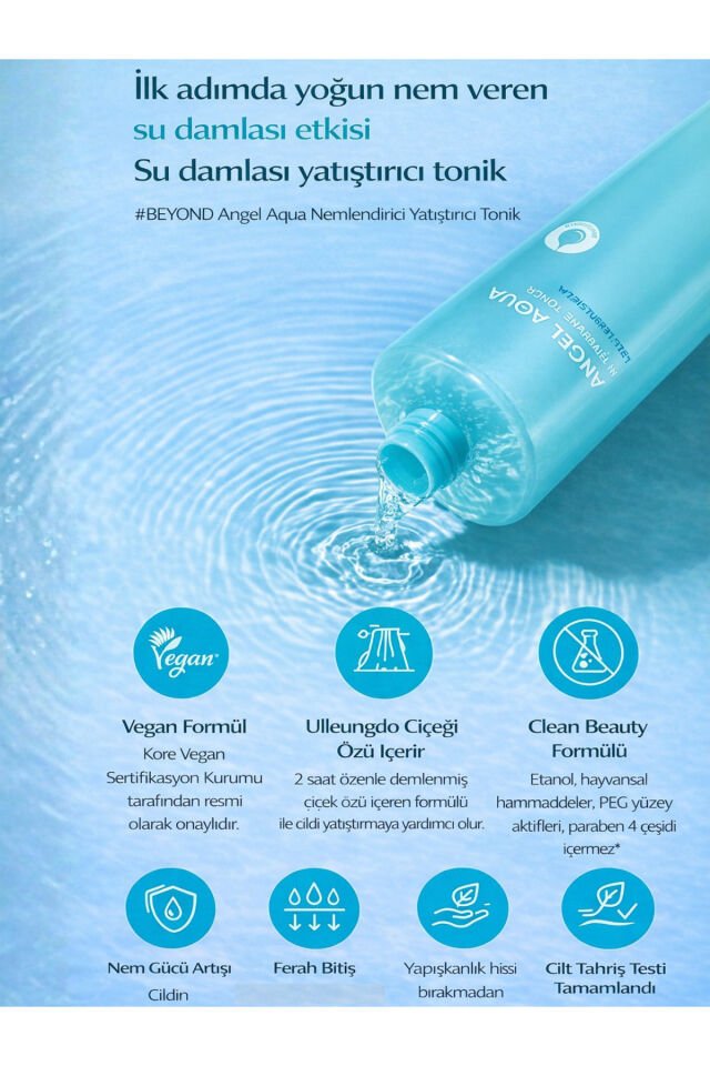 Angel Aqua Moisture Toner Nemlendirici Yatıştırıcı Tonik Hyaluronik Asit Panthenol 500 ml