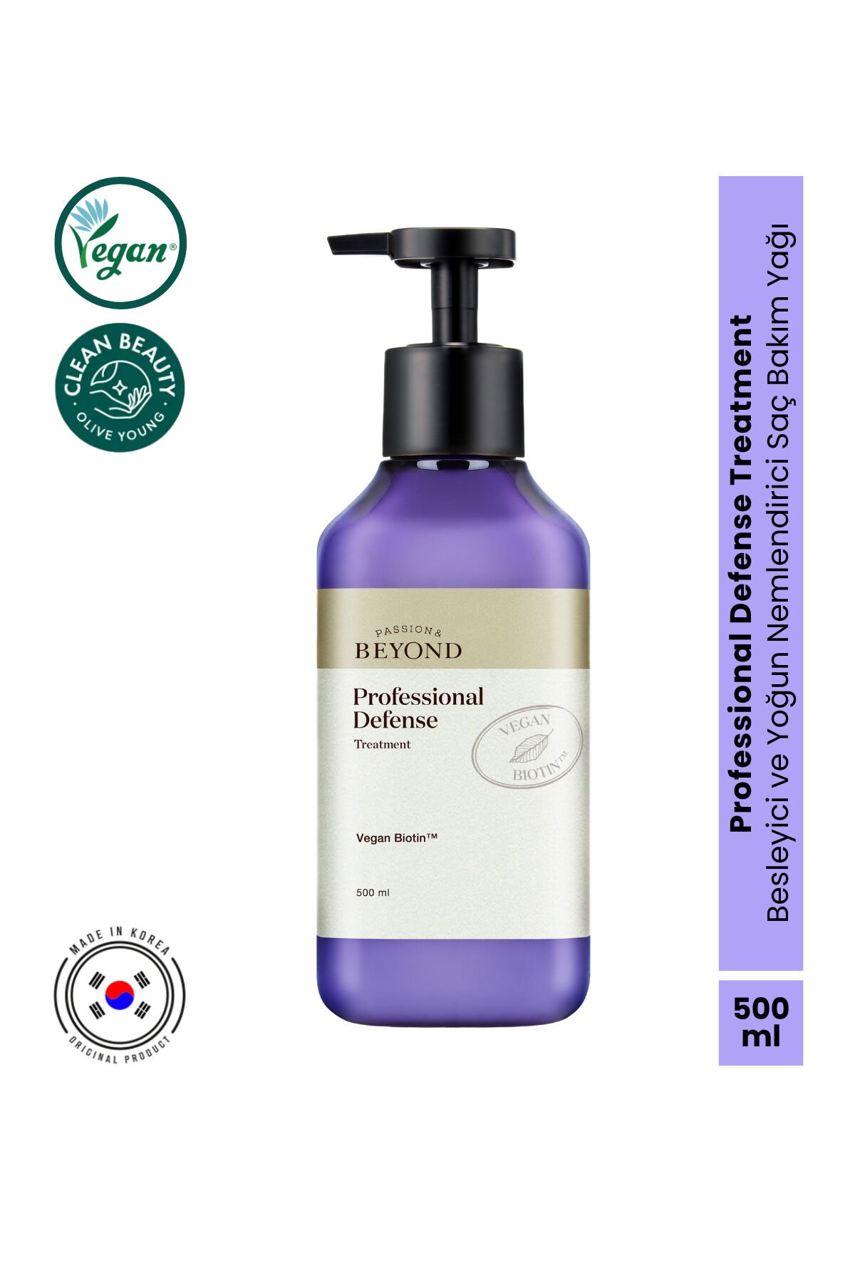 Professional Defense Treatment Vegan Argan Biotin Yaban Mersini Vegan Saç Bakım Kremi 500 ml