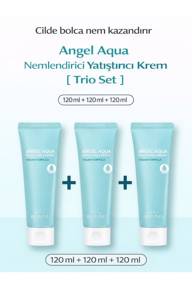 Angel Aqua Moisture Cream Nemlendirici Yüz Kremi Hyaluronik Asit Panthenol 3x120 ml