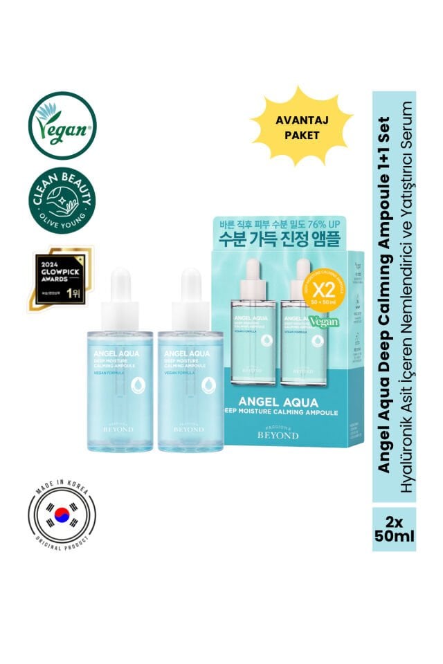 Angel Aqua Deep Calming Ampoule Yatıştırıcı Serum Seti Hyaluronik Asit Panthenol 2x50 ml