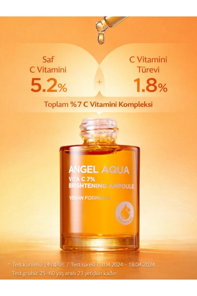 Angel Aqua Vita C %7 Brightening Ampoule Cilt Tonu Eşitleyici Beyazlatıcı Leke Karşıtı Serum 50 ml
