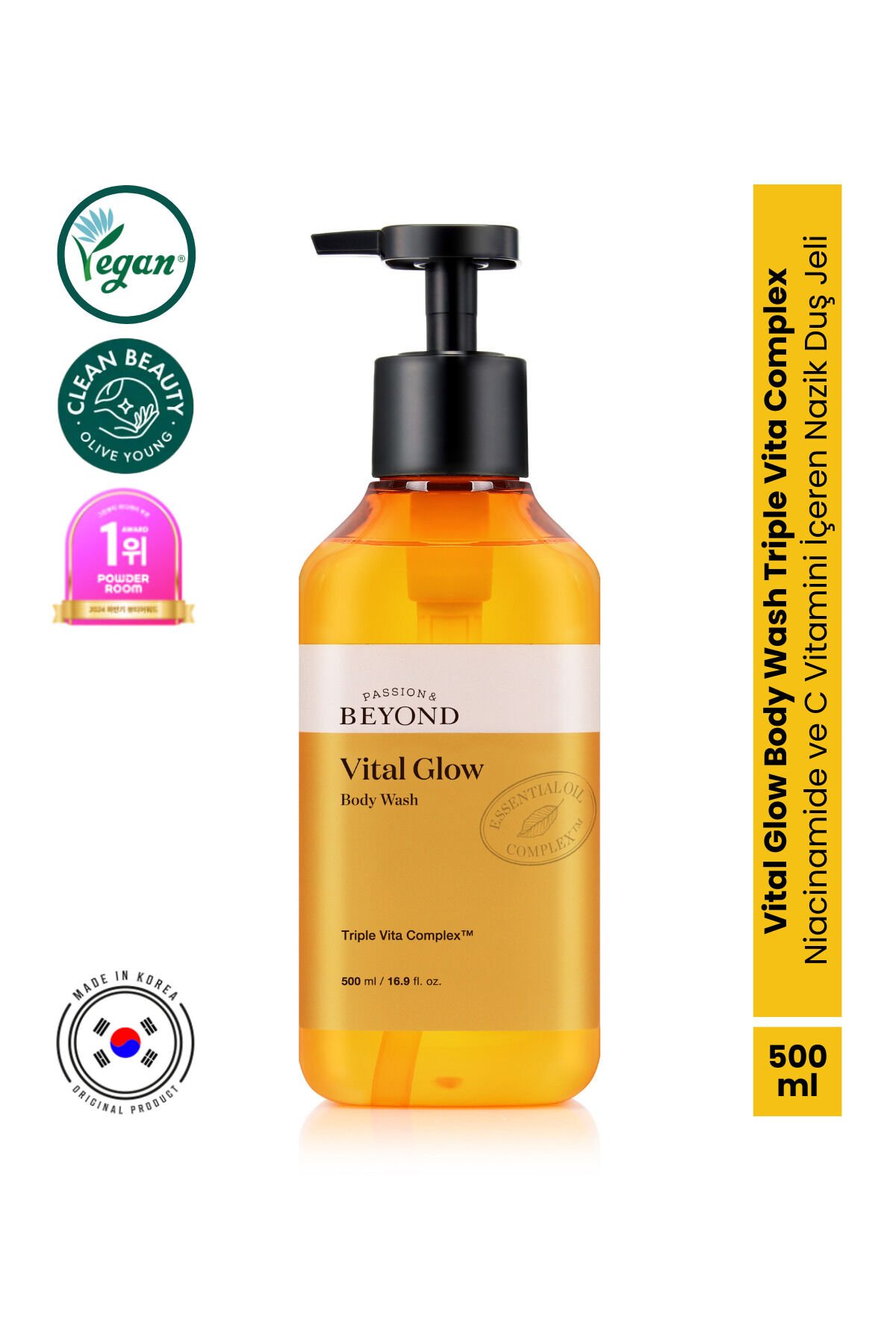 Vital Glow Body Wash Vitamin C E B12 Nemlendirici Duş Jeli Vücut Yıkama 500 ml