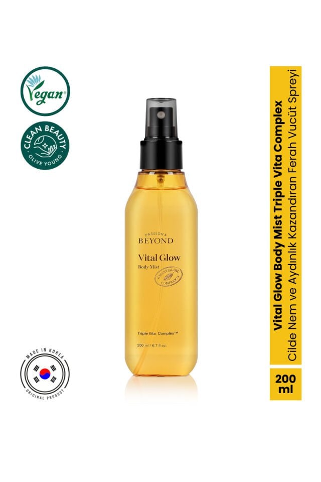 Vital Glow Body Mist Vitamin C E B12 Aydınlatıcı Işıltı Veren Vücut Spreyi 200 ml