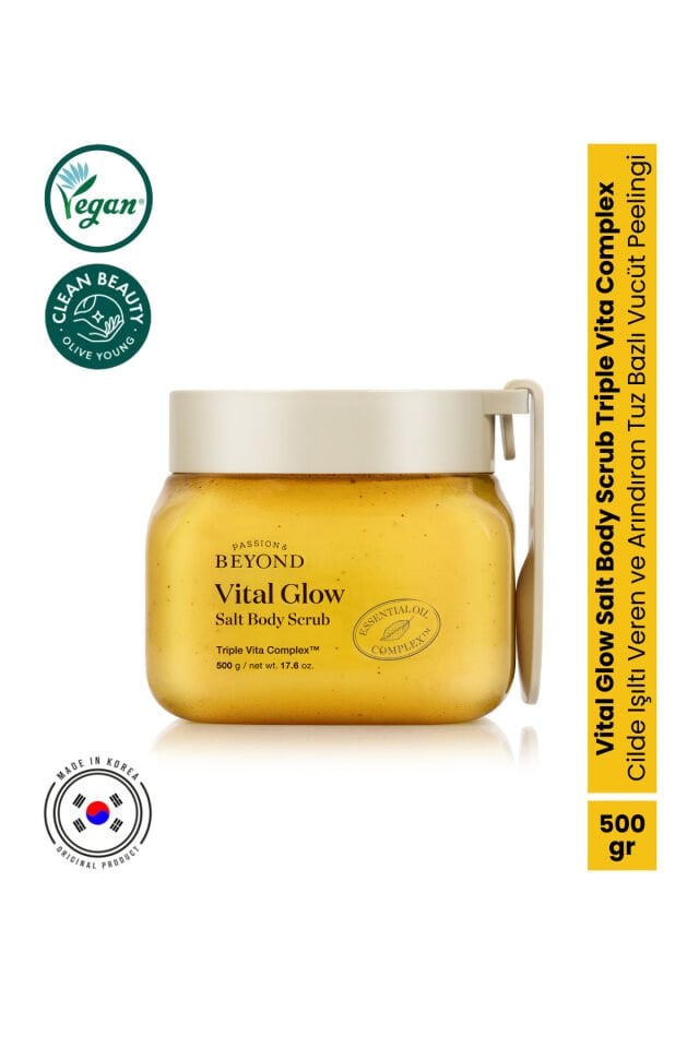 Vital Glow Tuzlu Vücut Peelingi Vitamin C E B12 Çift Tuz Arındırıcı Scrub 500 g