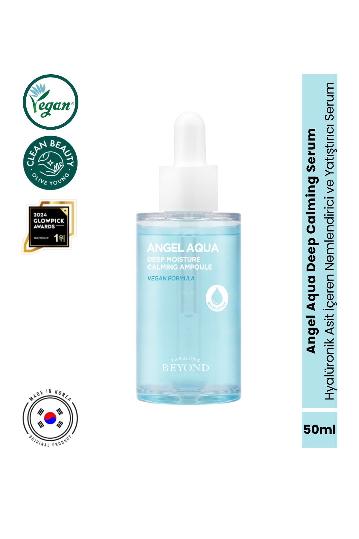 Angel Aqua Deep Calming Ampoule Nemlendirici Yatıştırıcı Serum Hyaluronik Asit Cica 50 ml