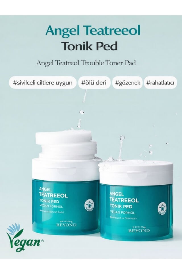 Angel Teatreeol Trouble Toner Pad Tea Tree AHA BHA Akne Karşıtı Tonik Ped 185 ml 130 Ped