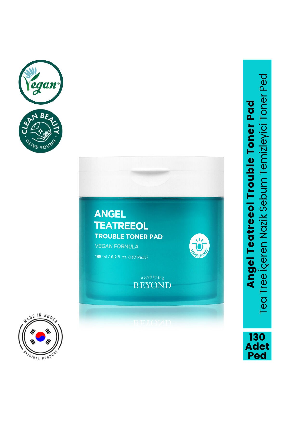 Angel Teatreeol Trouble Toner Pad Tea Tree AHA BHA Akne Karşıtı Tonik Ped 185 ml 130 Ped