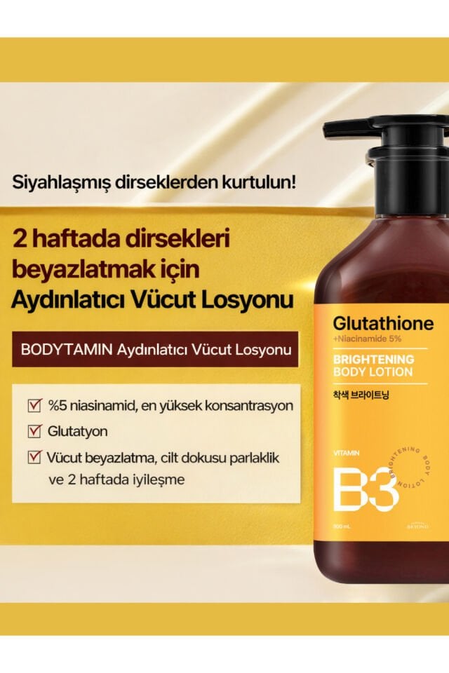 Bodytamin Niacinamide B3 %5 Brightening Body Lotion Aydınlatıcı Vücut Losyonu 450 ml