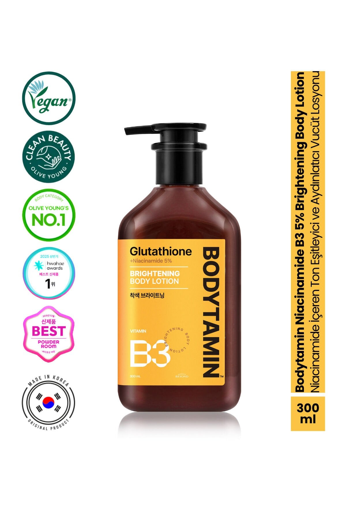 Bodytamin Niacinamide B3 %5 Brightening Body Lotion Aydınlatıcı Vücut Losyonu 450 ml