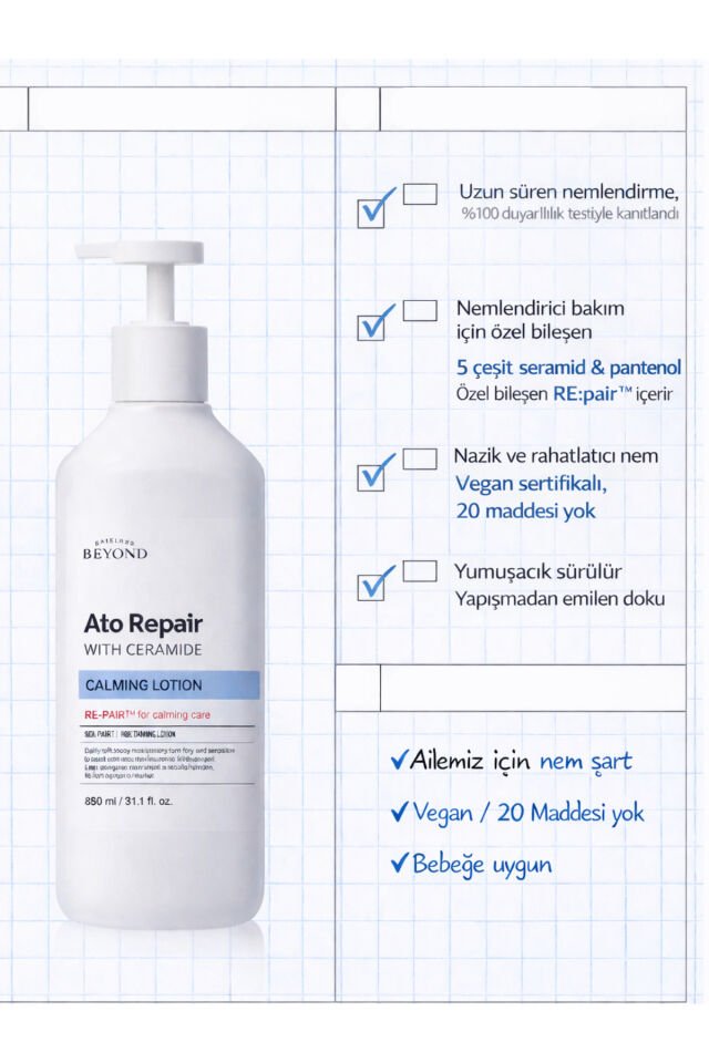 ATO Repair Calming Lotion Seramidli Nemlendirici Yatıştırıcı Vücut Losyonu 650 ml