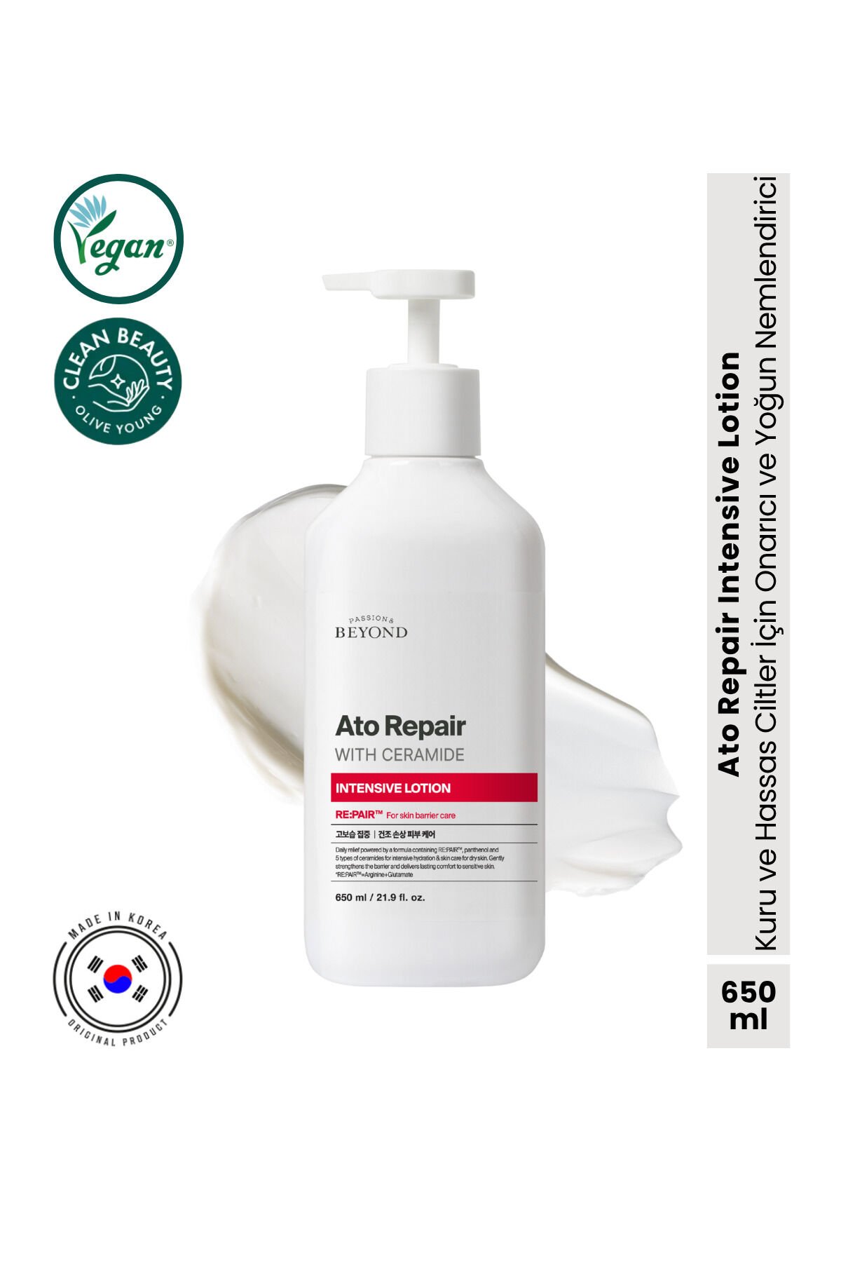 ATO Repair Intensive Lotion 650 ml Seramid Hyaluronik Asit Panthenol Vücut Losyonu