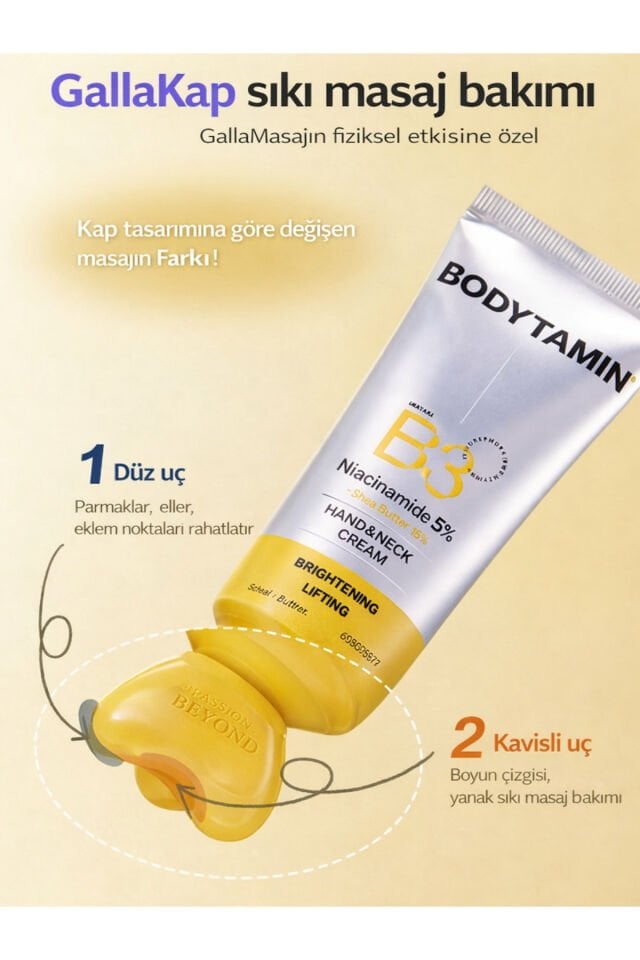 Bodytamin Niacinamide B3 %5 El ve Boyun Kremi Masaj Başlık Aydınlatıcı Sıkılaştırıcı 60 ml