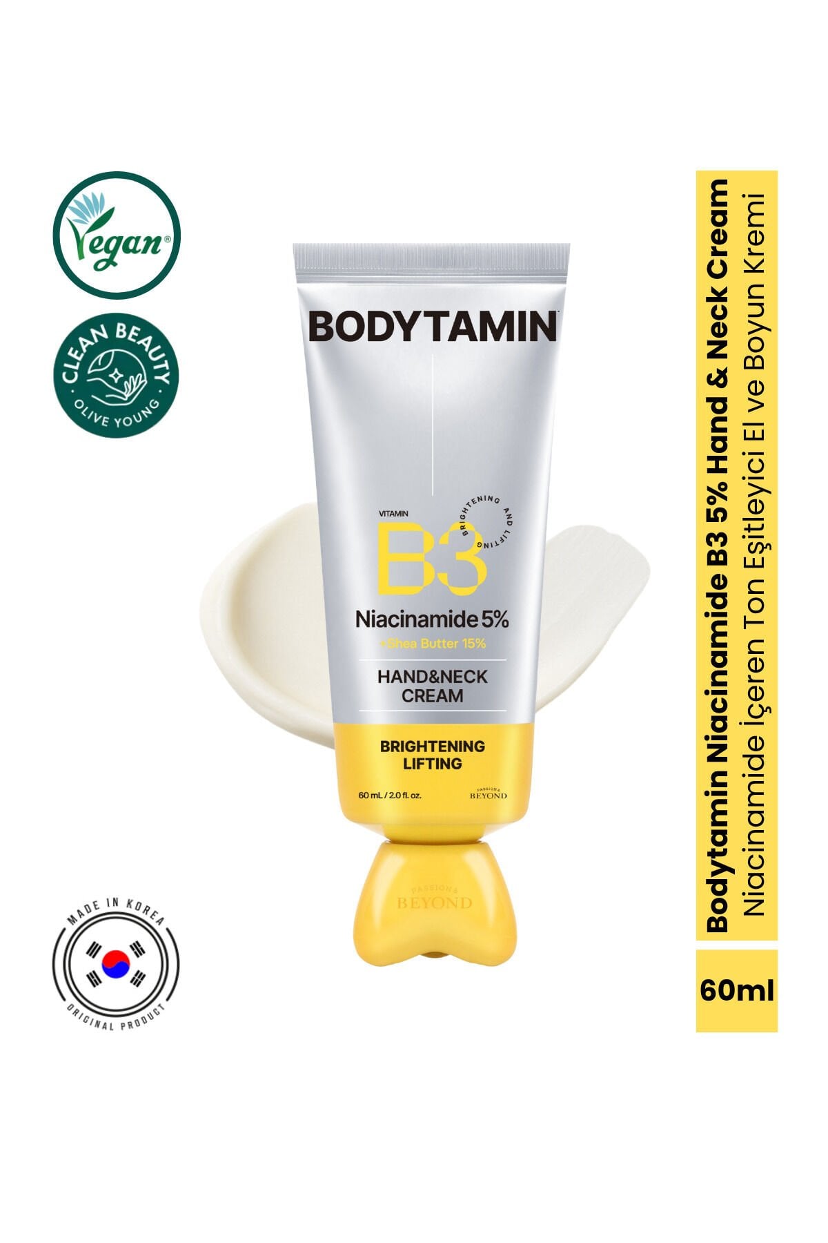 Bodytamin Niacinamide B3 %5 El ve Boyun Kremi Masaj Başlık Aydınlatıcı Sıkılaştırıcı 60 ml