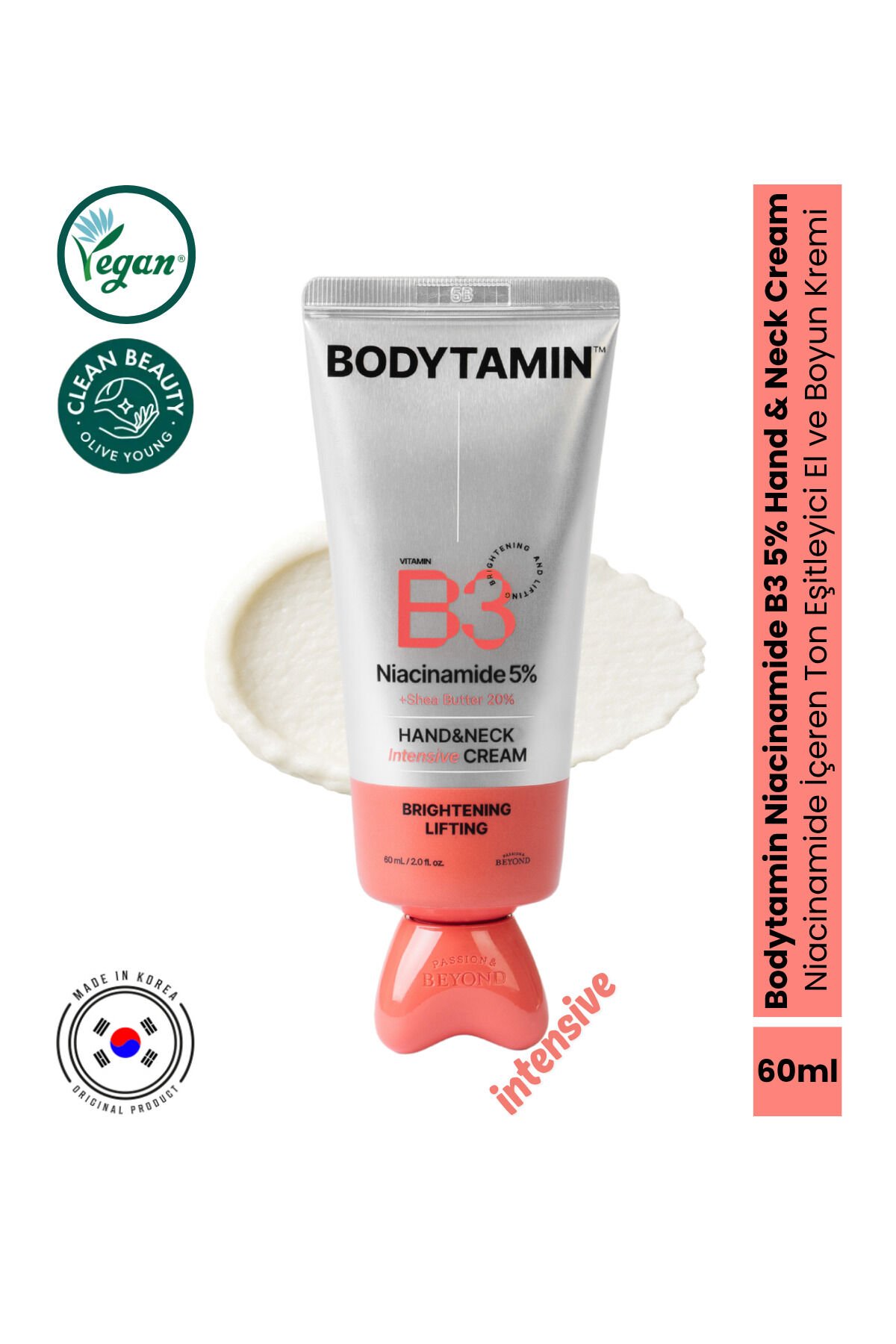 Bodytamin Niacinamide B3 %5 İntensive El ve Boyun Kremi Masaj Başlık Aydınlatıcı Sıkılaştırıcı 60 ml