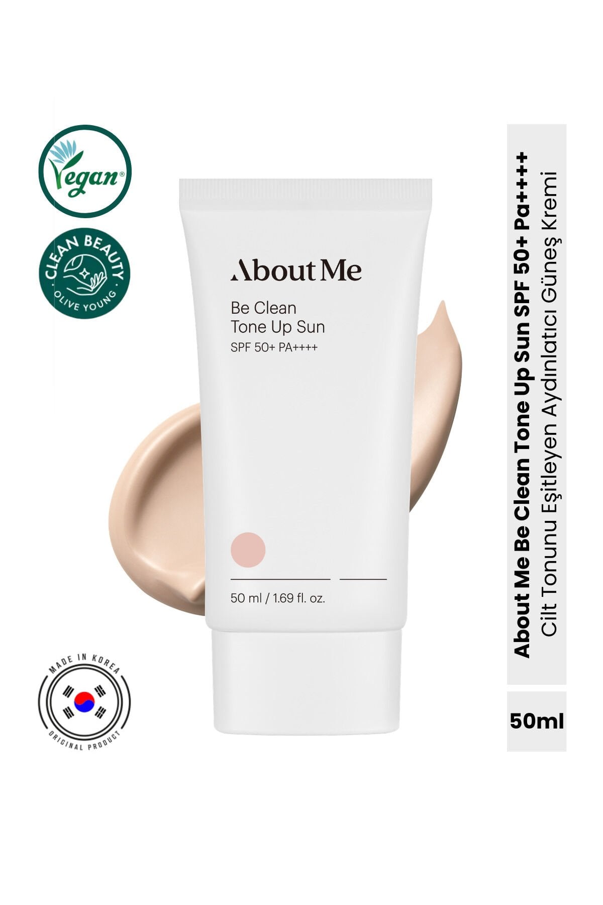 Be Clean Tone Up Sun SPF50+ PA++++ Ton Eşitleyici Aydınlatıcı Güneş Kremi 50 ml