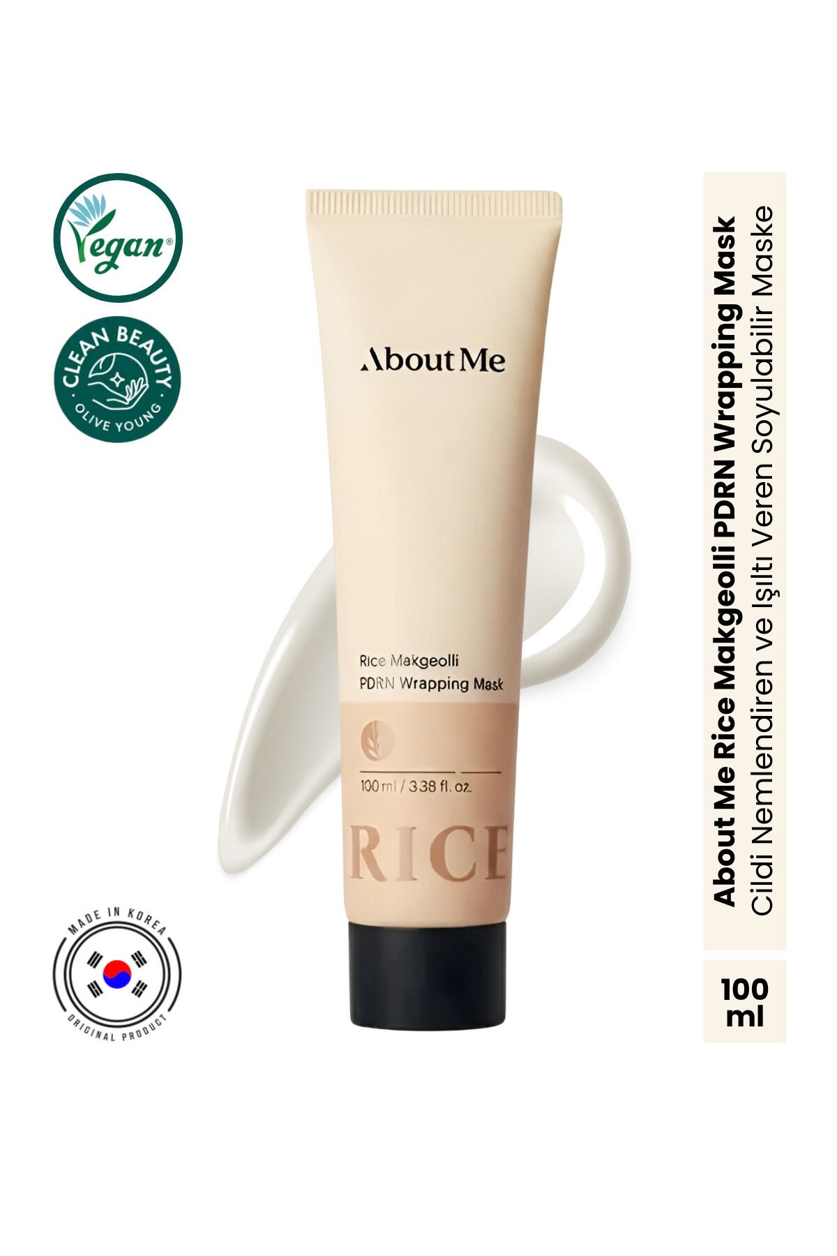 Rice Makgeolli PDRN Wrapping Mask Pirinç Mayası Özlü Cam Görünümlü Cilt Soyulabilir Maske 100 ml