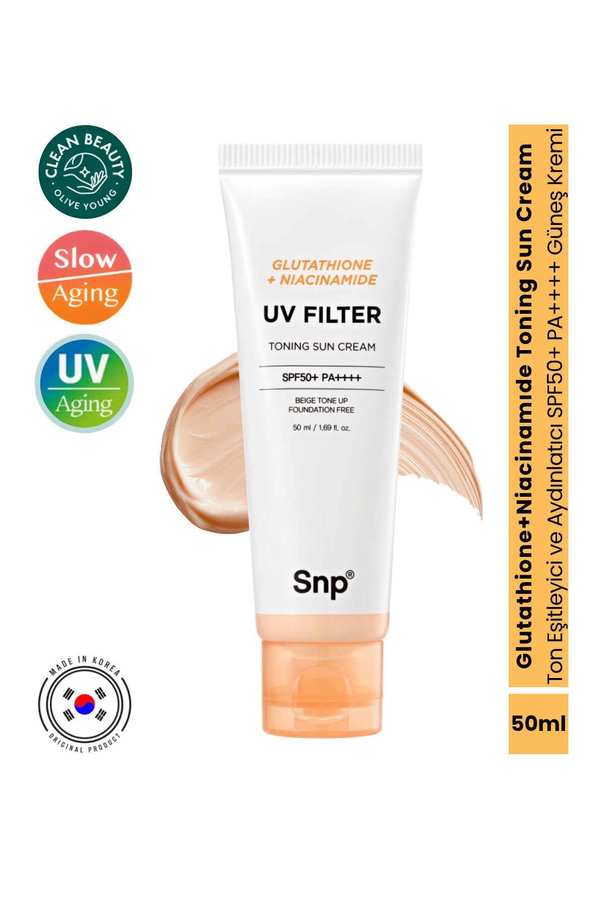 Glutathione + Niacinamide Toning Sun Serum Aydınlatıcı Güneş Kremi SPF50+ PA++++ 50 ml
