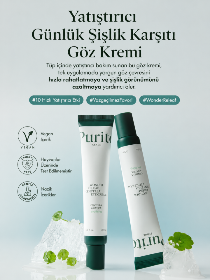 Purıto Centella Unscented Eye Cream Şişlik Karşıtı Peptit ve Centella İçeren Göz Kremi 30 ml