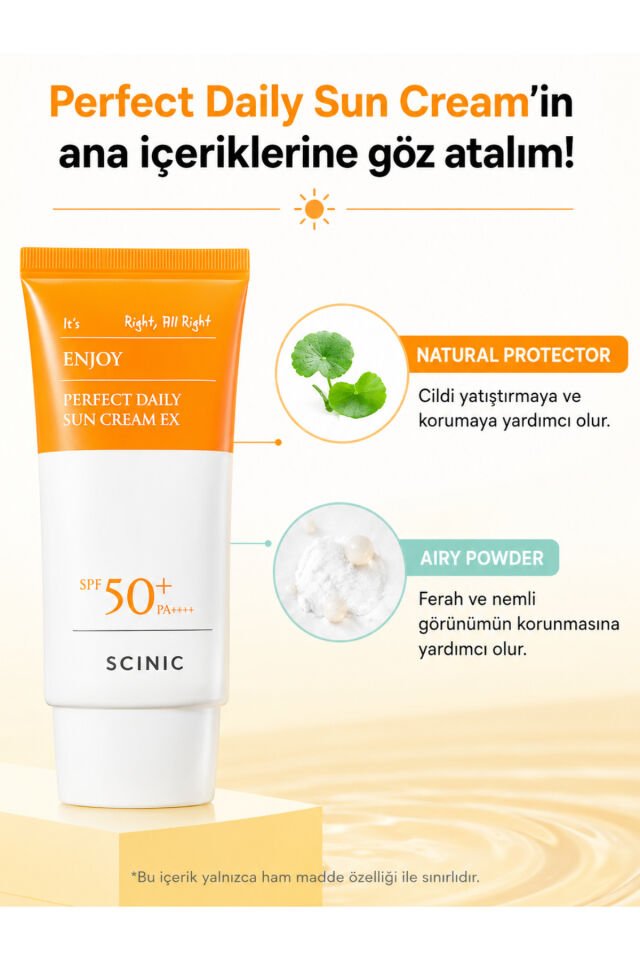 Enjoy Perfect Daily Sun Cream EX SPF50+ PA++++ Hafif Yapılı Günlük Yüksek Koruma Faktörlü Güneş Kremi 50ml 8809121474378_1