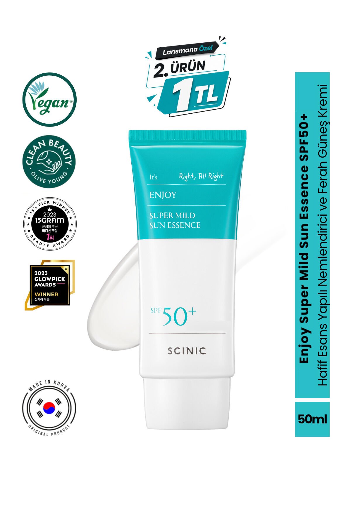 Enjoy Super Mild Sun SPF50+ Makyaj Altına Uygun Nemlendirici Güneş Kremi 50 ml 8809546005478_1