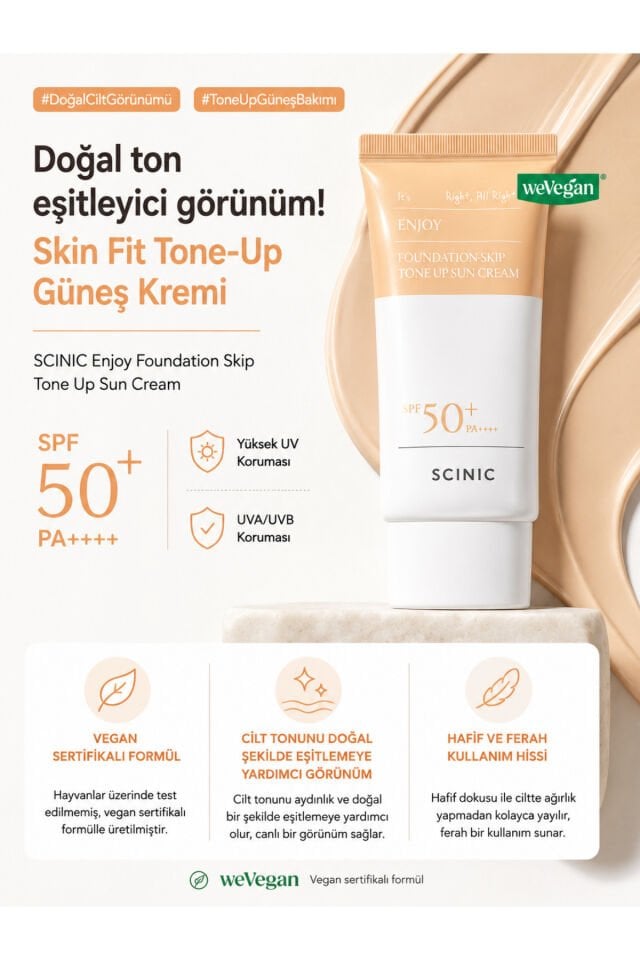 Enjoy Foundation Keep Tone-Up Sun Cream Tone Eşitleyici ve Aydınlatıcı Güneş Kremi 50gr