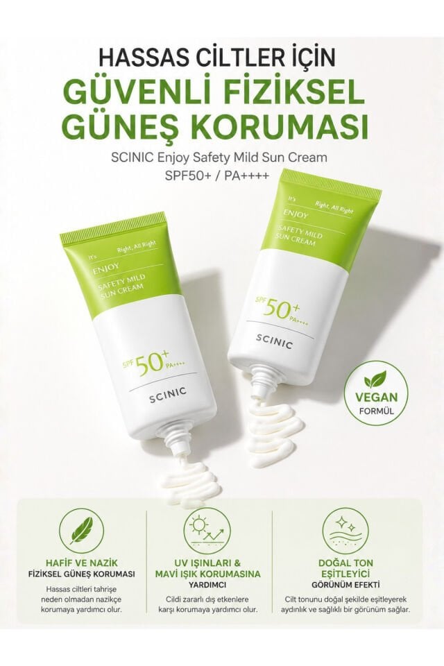 Enjoy Safety Mild Sun Cream Hassas Ciltler İçin Nemlendirici Güneş Koruyucu 50gr