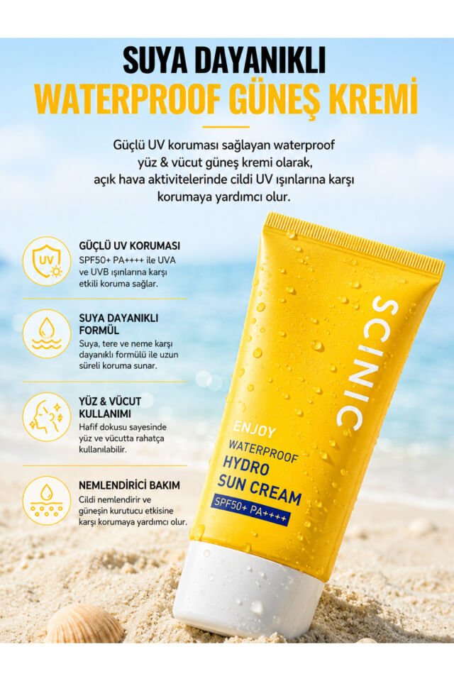 Enjoy Waterproof Hidro Sun Cream SPF50+ PA++++ Suya Dayanıklı Nemlendirici Su Bazlı Güneş Kremi 80ml
