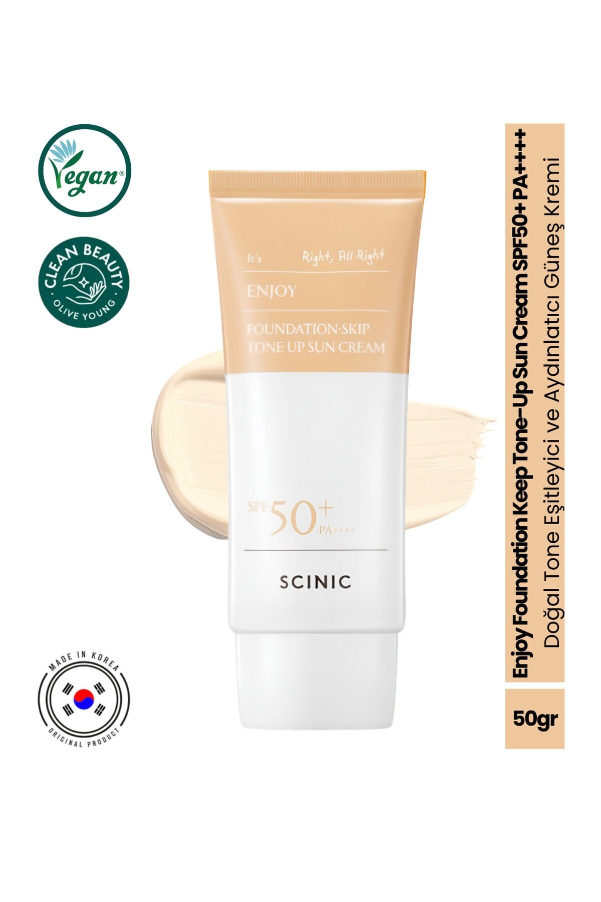 Enjoy Foundation Keep Tone-Up Sun Cream Tone Eşitleyici ve Aydınlatıcı Güneş Kremi 50gr