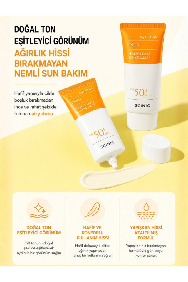 Enjoy Perfect Daily Sun Cream EX SPF50+ PA++++ Hafif Yapılı Günlük Yüksek Koruma Faktörlü Güneş Kremi 50ml