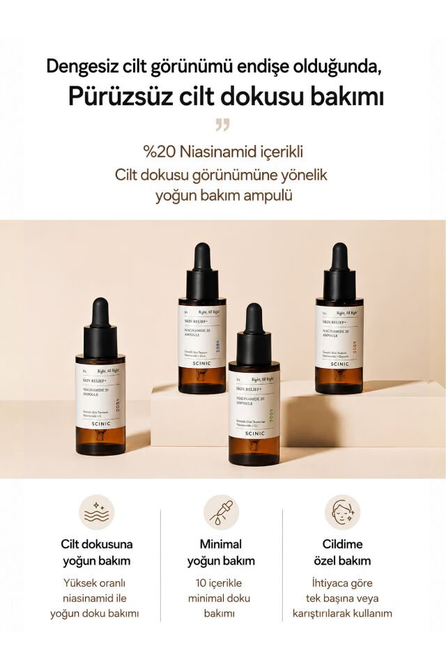 Skin Relief Niacinamide 20 Ampoule Gözenek ve Ton Eşitleyici Serum 30ml