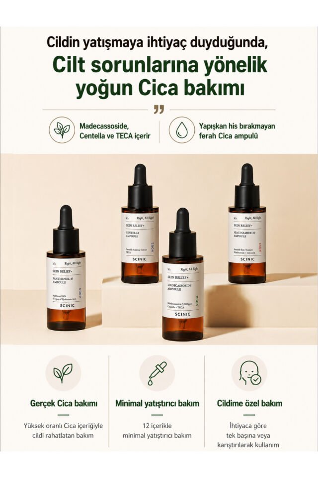 Skin Relief Madecassoside Ampoule Yatıştırıcı ve Koruyucu Ferahlatıcı Cica Bakım Serumu 30ml