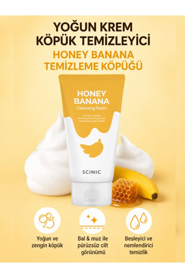 Honey Banana Cleansing Foam Bal ve Muz Özlü Nemlendirici Temizleme Köpüğü
