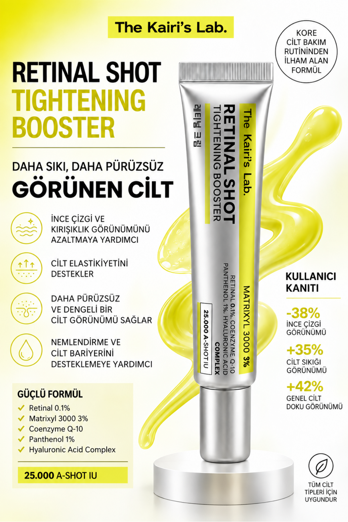 The Kairi's Lab. Retinal Shot Booster %0.1 Retinal Matrixyl 3000 %3 Hyaluronic Acid Kırışıklık Karşıtı Krem 15 ml
