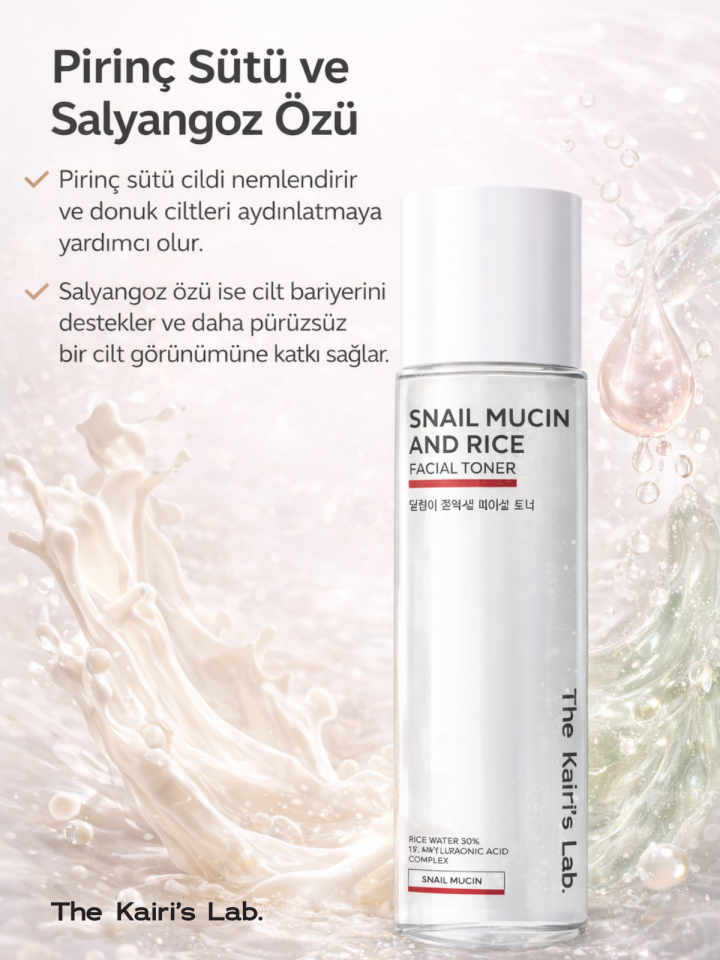 The Kairi's Lab. Salyangoz Özlü Pirinç Mayası Beyazlatıcı Aydınlatıcı Hyaluronic Acid Nemlendirici Tonik 200 ml
