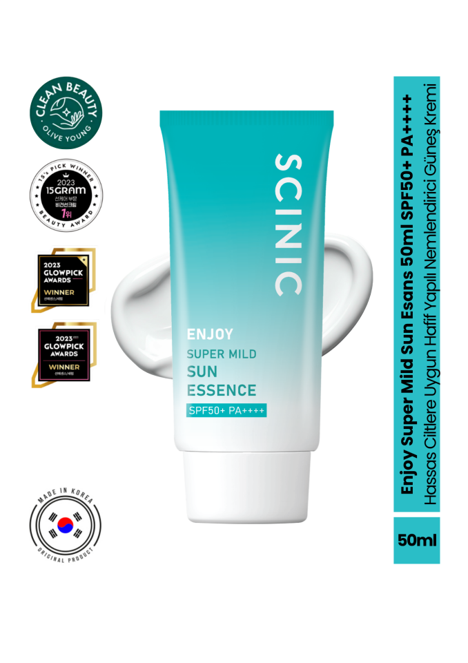 Scinic Enjoy Super Mild Sun Esans SPF50+ PA++++ Hassas Ciltlere Uygun Hafif Yapılı Nemlendirici Güneş Kremi 50ml