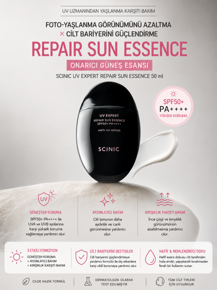Scinic UV Expert Repair Sun Esans SPF50+ PA++++ Nemlendirci Cilt Bariyeri Destekleyici Güneş Kremi 50ml