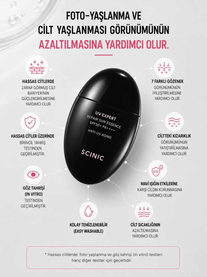 Scinic UV Expert Repair Sun Esans SPF50+ PA++++ Nemlendirci Cilt Bariyeri Destekleyici Güneş Kremi 50ml