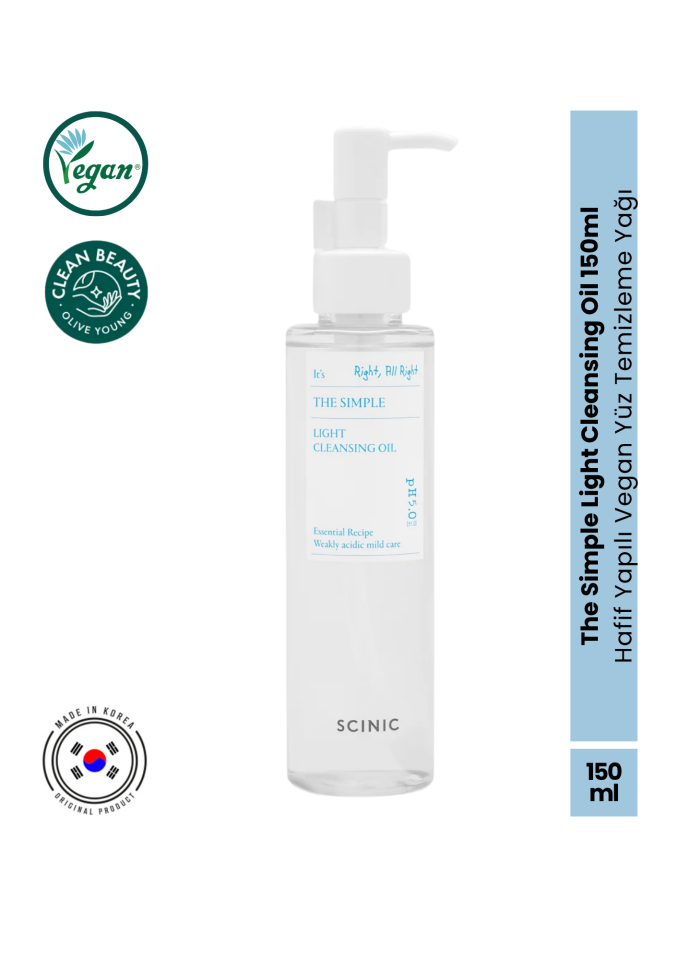 Scinic The Simple Light Cleansing Oil 150ml Hafif Yapılı Vegan Yüz Temizleme Yağı 150ml